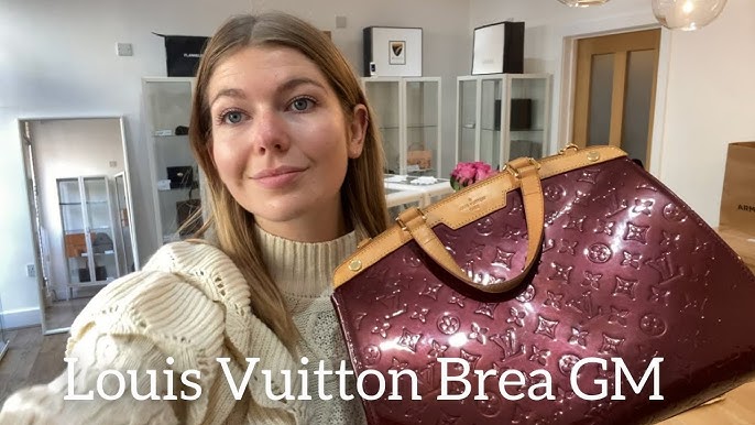 Louis Vuitton Monogram Vernis Brea MM Hand Bag Patent Leather Rose Velour  EUC