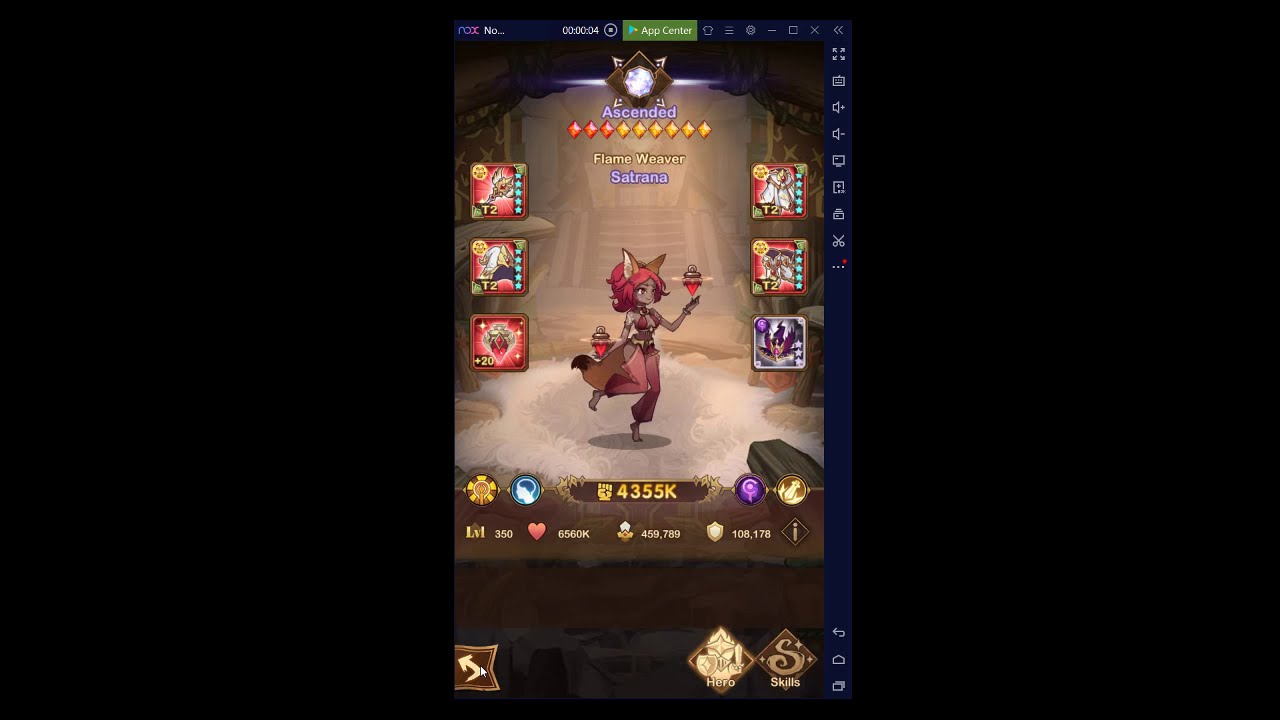 AFK Arena Mauler Tower 354 (Level 350) Satrana with hat mage artifact