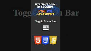 Toggle Menu Bar using HTML CSS Javascript #coding #shorts #learningfeathers Toggle Menu Bar using HTML CSS Javascript #coding #shorts #learningfeathers