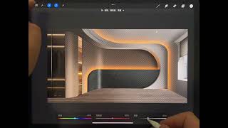 Bedroom rendering tutorial ipad procreate interior hand-painted p68