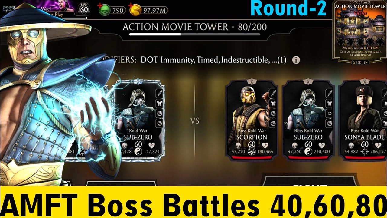 Fatal Action Movie Tower Boss Battles 40,60,80 + Reward (Round-2) | MK Mobile