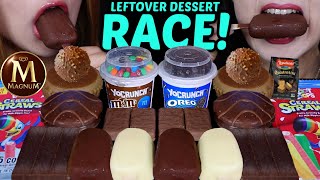 ASMR LEFTOVER DESSERT RACE! M&MS OREO DESSERT CUPS, MINI MAGNUM ICE CREAM, CEREAL STRAW, FERRRERO 먹방 screenshot 5