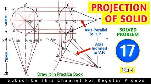PROJECTION OF SOLIDS SOLVED PROBLEM 17 IN HINDI IN ENGINEERING DRAWING @TIKLESACADEMYOFMATHS