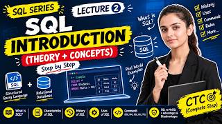 SQL Introduction in Hindi | What is SQL | SQL Commands, DDL, DML, DQL, DCL, TCL | Lecture 2