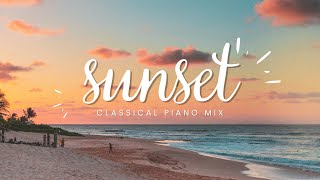 Sunset - Classical Piano Mix - 4K Beach Scene - 2 Hours