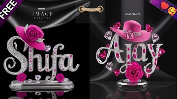 How To Create 3d Art Name Dp Silver Crystal And Pink Hat Display ai image | Bing image Creator #meta