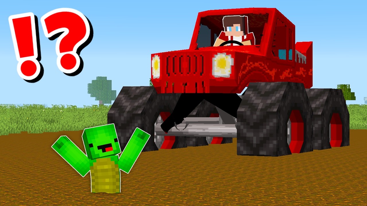 JJ and Mikey survival inside MONSTER TRUCK CHALLENGE in Minecraft / Maizen