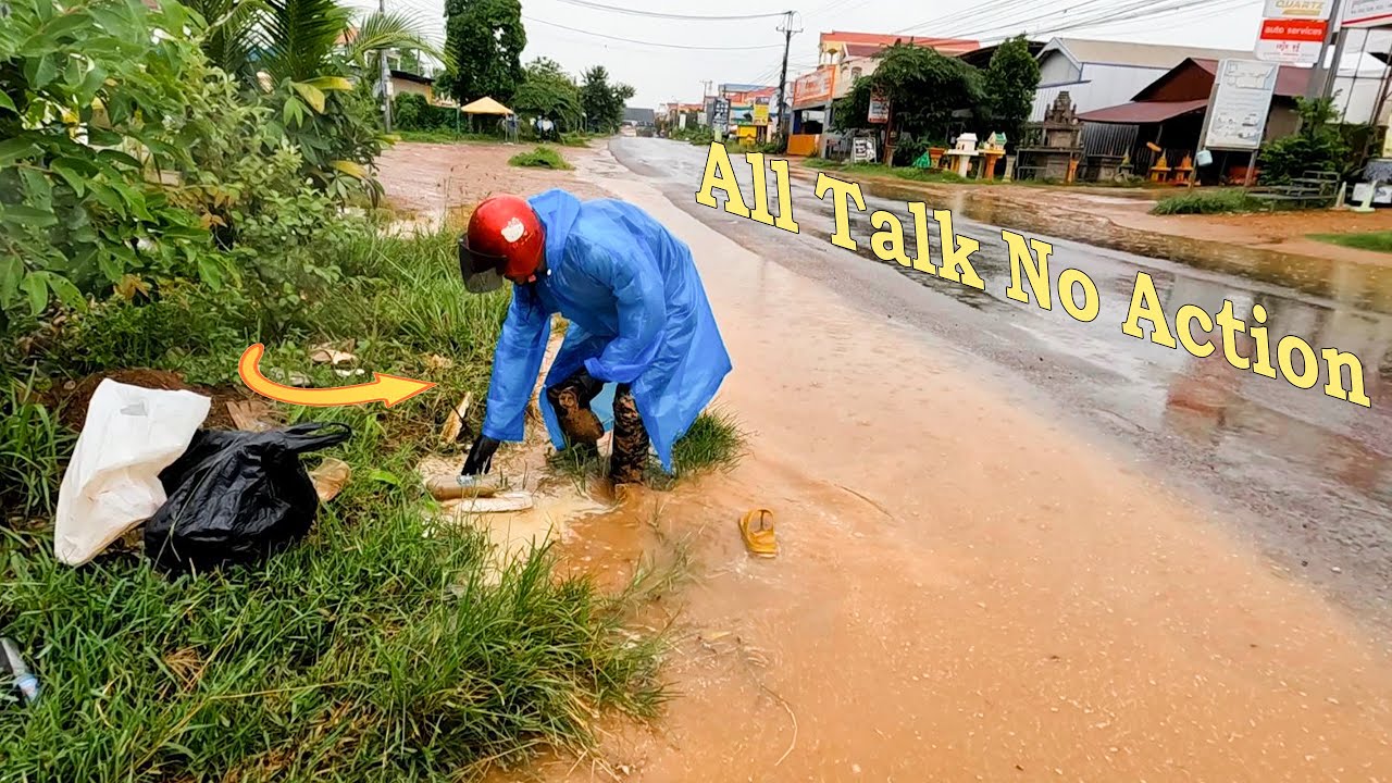 Draining Massive Flood By Unclogging Drains, After Rain In The Evening ...