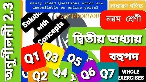 Class 9 Maths chapter 2 Ex 2.3  Assamese Medium Question 1, 2, 3, 4 Question  5, 6, 7 ( New)