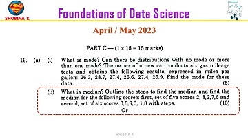 CS3352 Foundations of Data Science Solved University Question Apr/May 2023 #cs3352