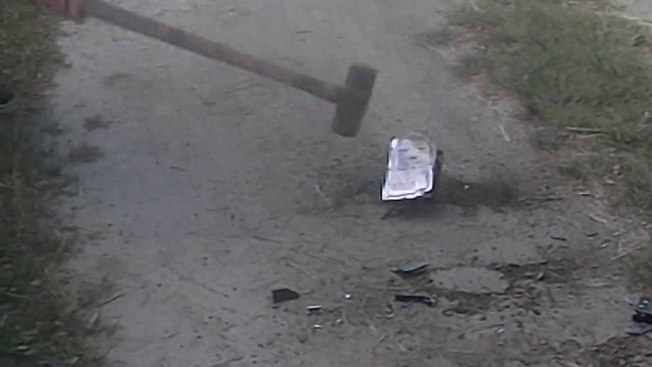 Smashing a hard drive YouTube