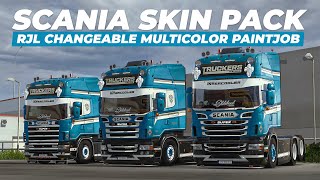 ETS2 Best Mod! Scania RJL R4 R5 R6 Normal Highline & Topline Skin Pack - Changeable Multicolor Skin