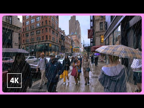 New York, الولايات المتحدة | جولة مشي تحت المطر 4K | 19 نوفمبر 2023