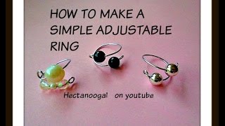 How to make a SIMPLE ADJUSTABLE RING, diy jewelry, ring making, wire and bead ring.