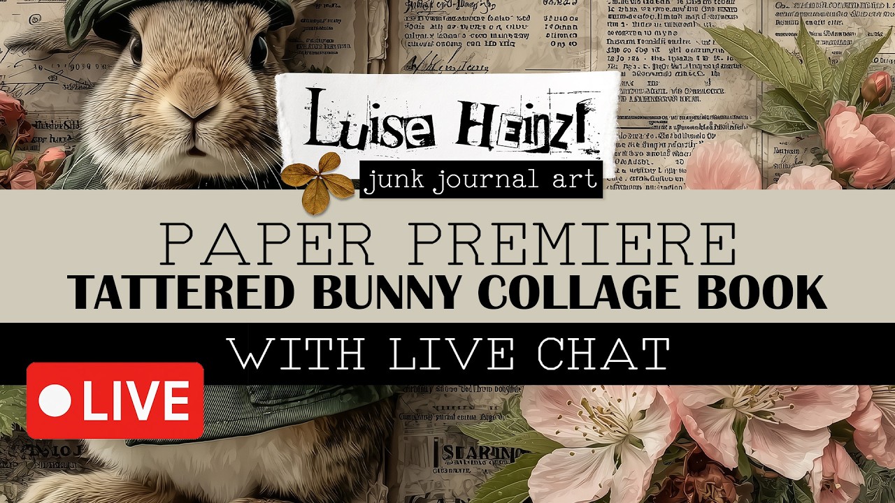 PAPER PREMIERE: TATTERED BUNNY COLLAGE BOOK! 💚🤎🩷 JUNK JOURNAL INSPIRATION & IDEAS! [WITH LIVE CHAT]