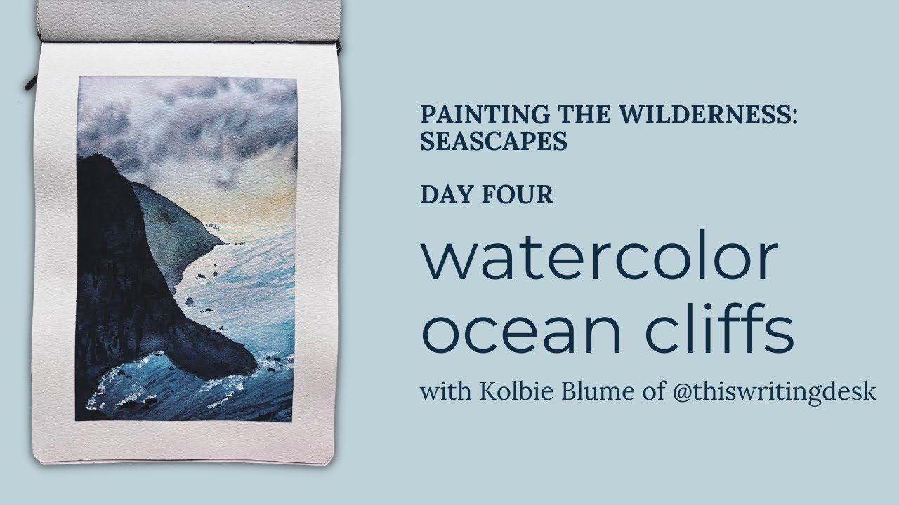 Watercolor Ocean Cliffs | 10-Day Challenge, Day Four