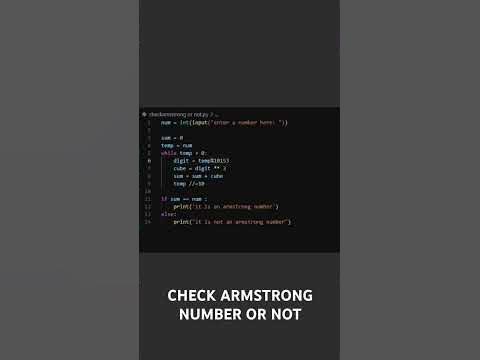 Check Armstrong number Or not PYTHON CODE #armstrong #pythonprogramming ...