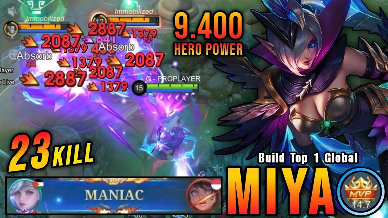 23 Kills + MANIAC!! Brutal Damage Miya with 9.400 MMR!! - Road To Top 1 Global Miya ~ MLBB
