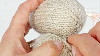 19 Sewing on Bunny's Head - Knitted Bunnies - Learn to knit with Wee Woolly Wonderfuls