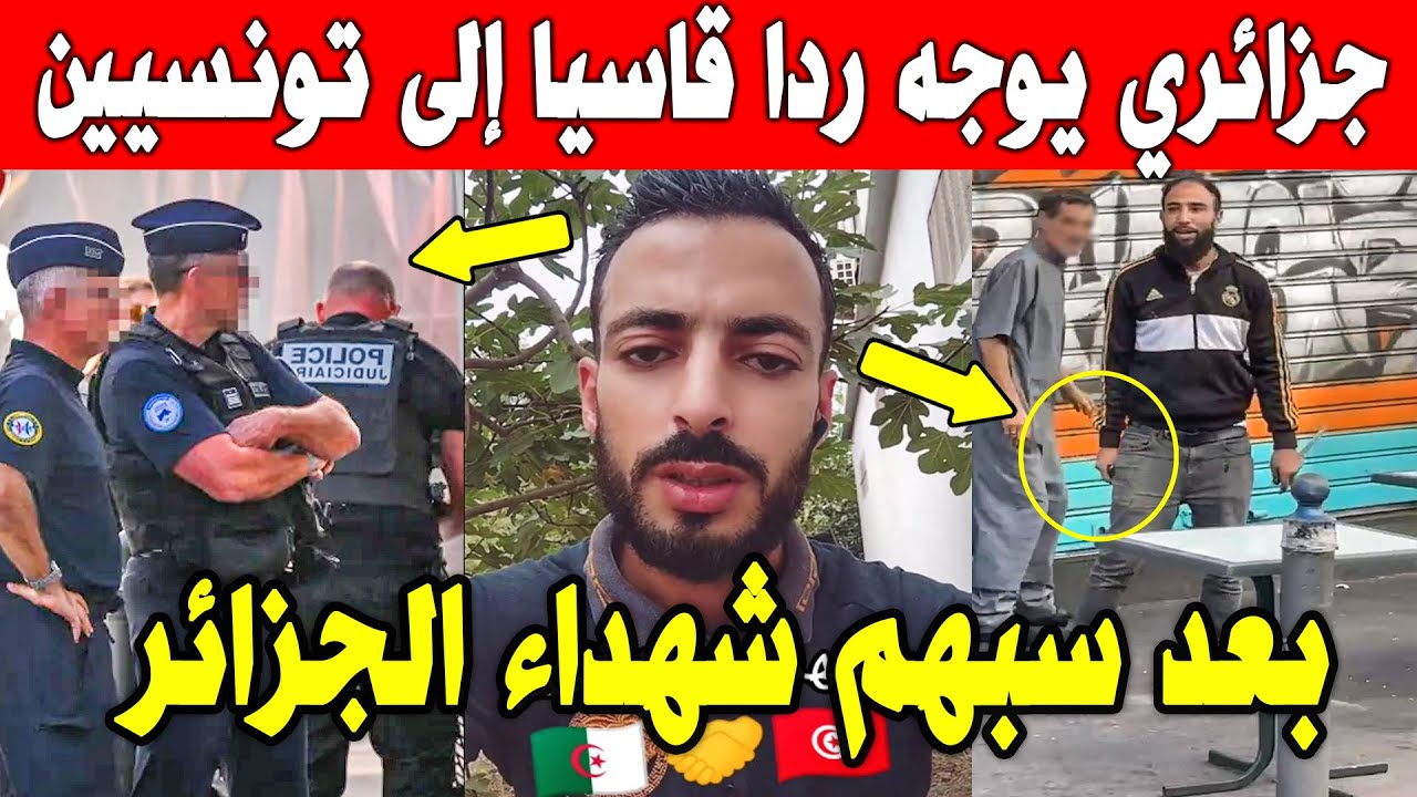 الجزائر شاهد جزائري يرد بقوة على التونسيين بعدما تهجموا على شهداء الجزائر بعد حادثة مارسيليا فرنسا