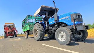 Sonalika Di 60 Rx Tractor Vs Dasmesh 9100 Combine Racing On Highway