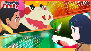 Meowscarada & Crocalor Battle Pokémon Horizons Season 3 Netflix Family