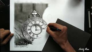 The Antique Watch - Realistic Mixed media drawing(charcoal & graphite pencils) screenshot 5