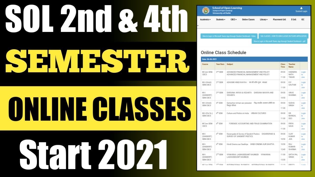 Sol Class SOL *ONLINE CLASSES* Start For 2nd & 4th Semester 2021 | Du Sol Online ...