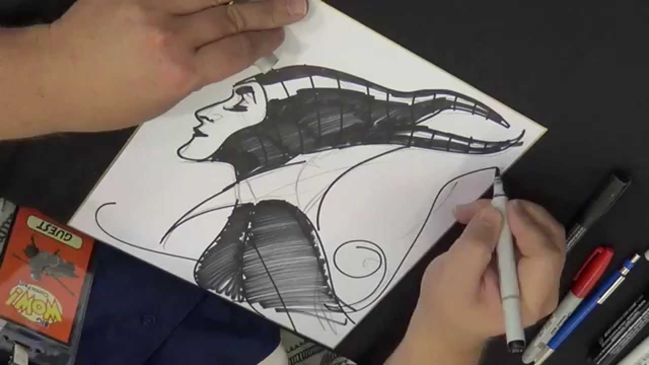 Adam Hughes drawing Maleficent