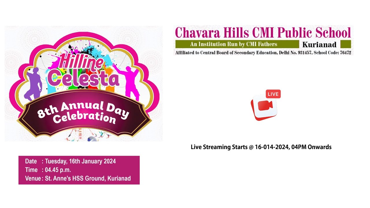 Hilline Celesta || 8th Annual Day Celebration || LIVE STREAMING || 16-01-2024 || TIME - 4.00 PM ||