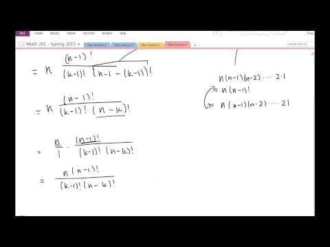 Algebraic Proof Of K C N K Nc N 1 K 1 Youtube