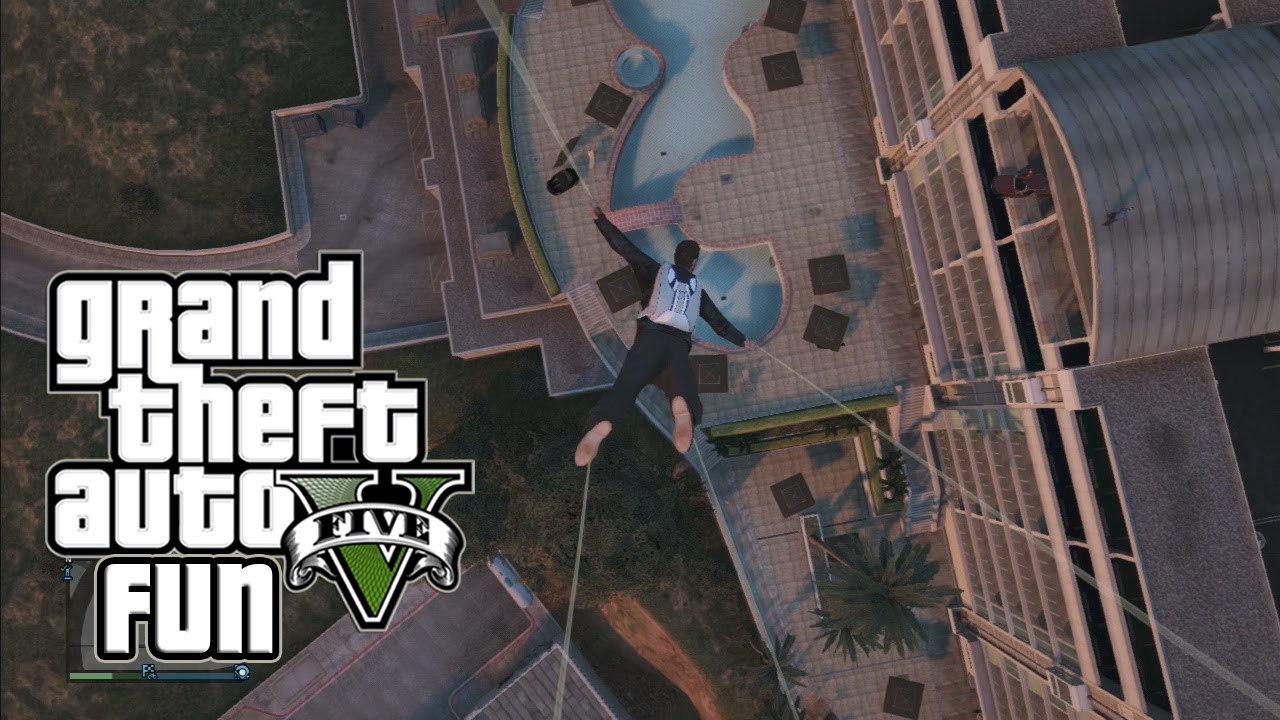 Gta 5 Online Funny Moments Pool Diving Sky Diving Pro And The Satellite Dish Multiplayer