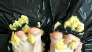 Squashing Banana Between Toes And Under Foot