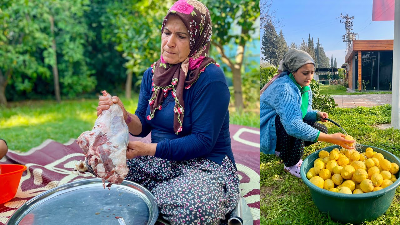 KUZU ETİ İLE YAPILAN NEFİS YEMEK TARİFİ 😍 ANNEM SOBALI KÖY EVİ AKŞAM YEMEĞİ VLOG
