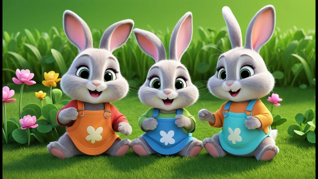 Seven Little Bunnies Hopping Around | Fun Kids Song | Playful Bunny Nursery Rhyme
