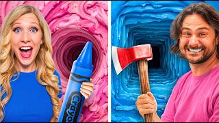 BOYS vs GIRLS 100 Layers of Crayons - EXTENDED