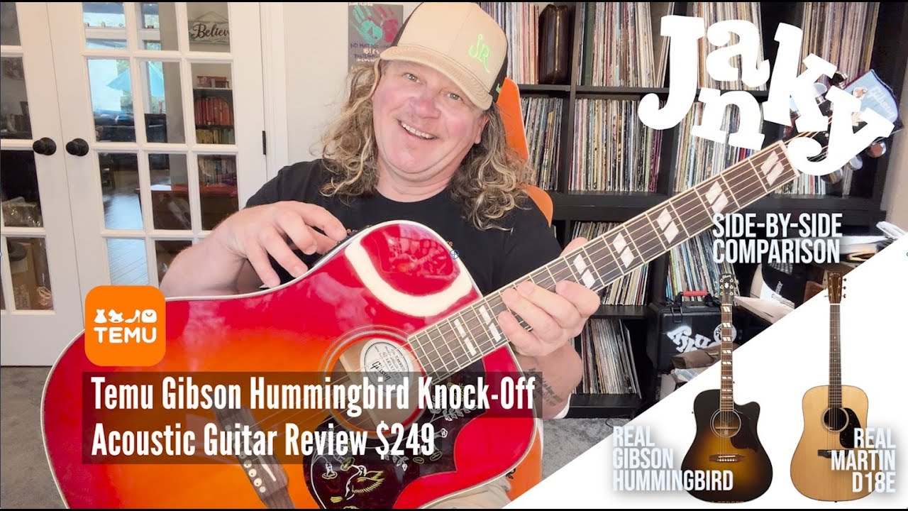 Temu Gibson Hummingbird Knock-Off Acoustic Guitar Review - Side-by-Side to real Gibson & Martin