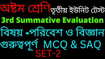 Class 8 science and environment important MCQ and SAQ question & answer for 3rd unit test 2022 set-2