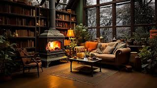 Christmas Coffee Shop Bookstore Ambience with Instrumental Jazz Christmas Music & Fireplace