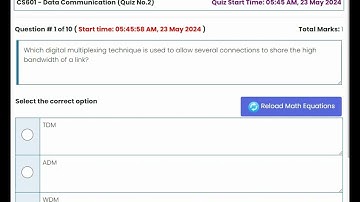 CS601 Quiz 2 Solution || CS601 - Data Communication || Spring 2024 || VU Zone