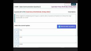 CS601 Quiz 2 Solution || CS601 - Data Communication || Spring 2024 || VU Zone