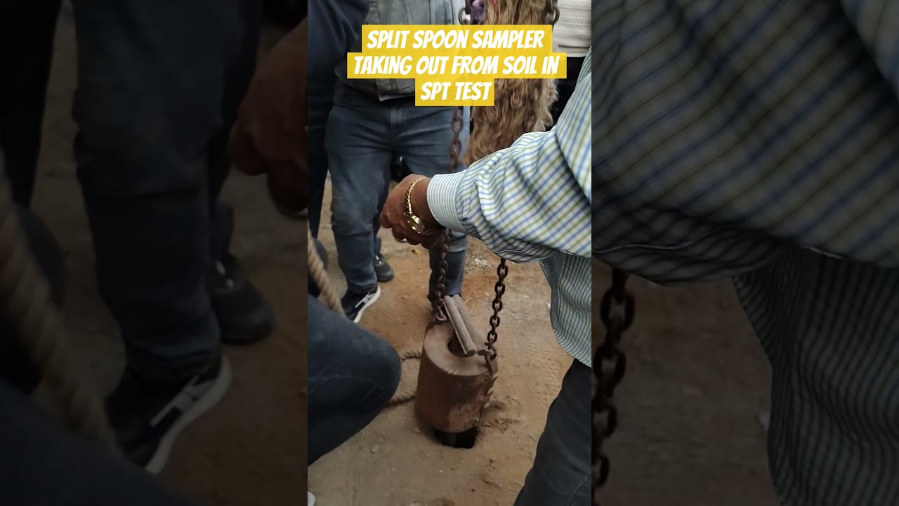 Split spoon sampler in Standard penetrations test (SPT) talking out from soil in soil mechanics 