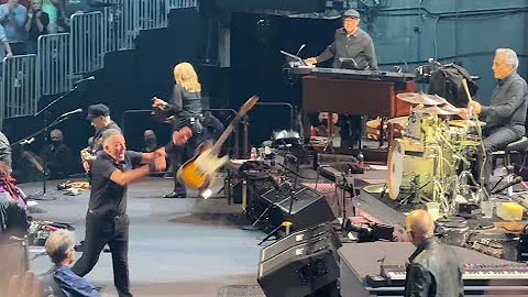Bruce Springsteen throws guitar, nobody catches it