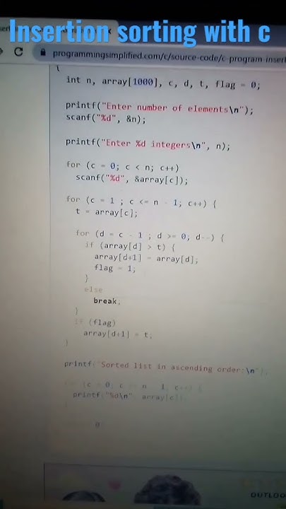 insertion sorting in c program #datastructures #coding #hackerrank # ...