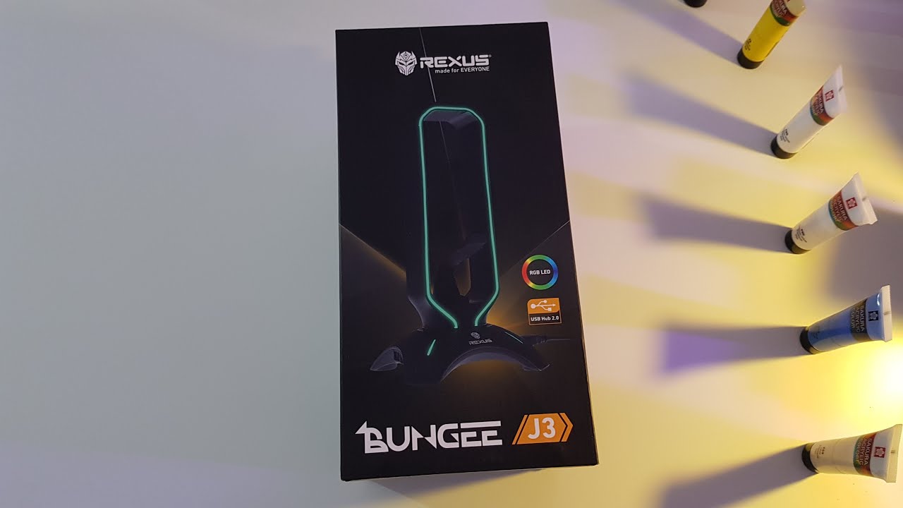 Rexus Bungee J3 | Headset Stand, USB Hub dan Mouse Bungee Jadi Satu Ada Nyala RGB Pula