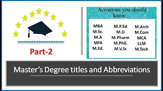 Master's degree titles and abbreviations| academic degrees abbreviations| #degreetitles| #EToddlers