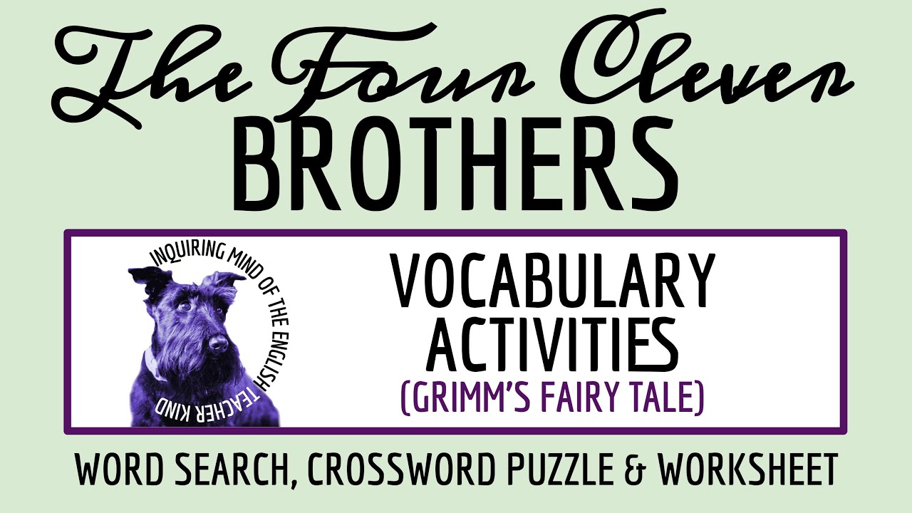 "Four Clever Brothers" Vocabulary Worksheet, Word Search & Crossword Puzzle | Grimm's Fairy Tale