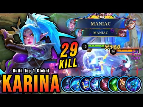29 Kills + 2x MANIAC!! New Karina One Hit Build and Emblem!! - Build Top 1 Global Karina ~ MLBB