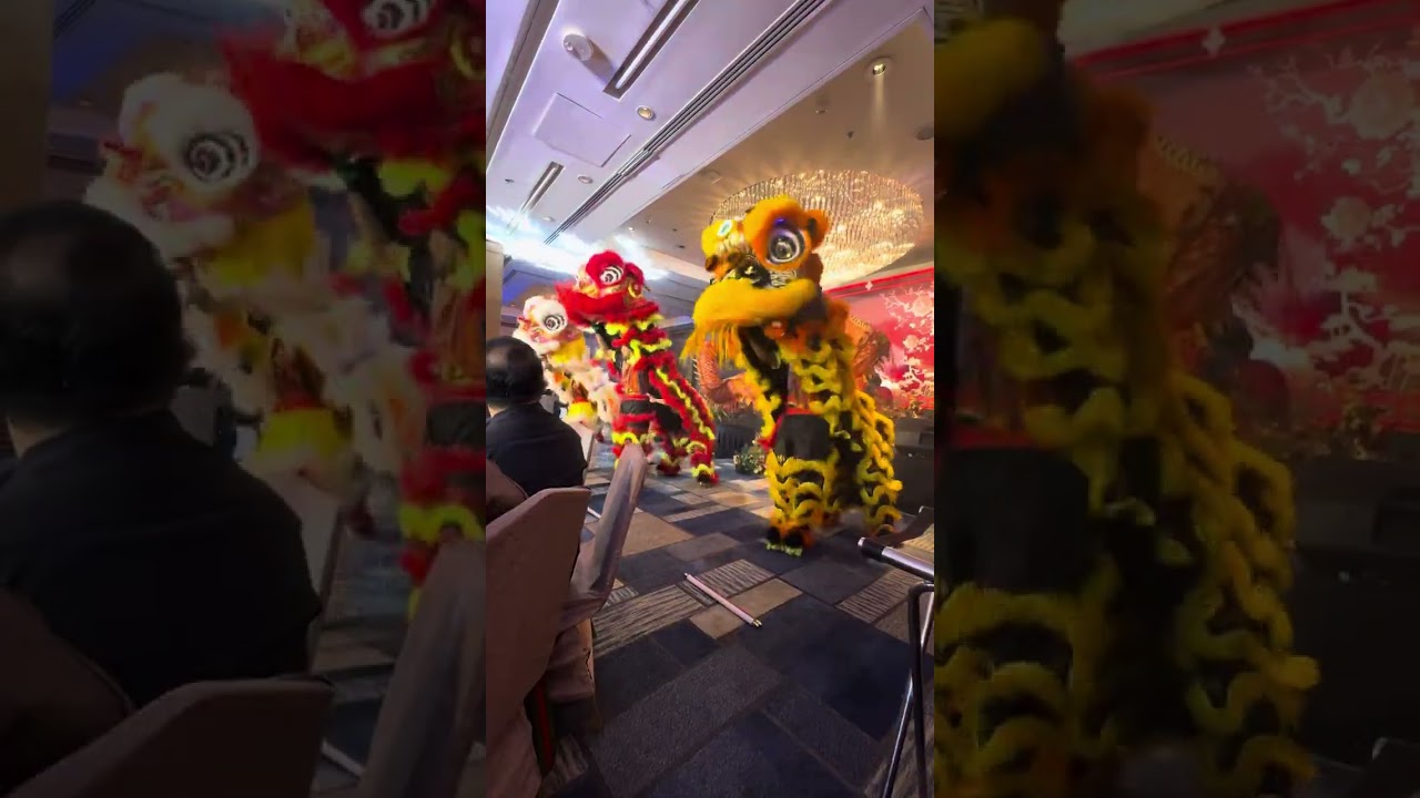 China bank event with lion and dragon dance