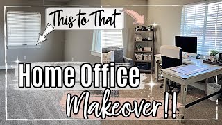 *NEW* HOME OFFICE MAKEOVER :: BEDROOM OFFICE CLEAN & DECORATE WITH ME 2020 :: ROOM TRANSFORMATION